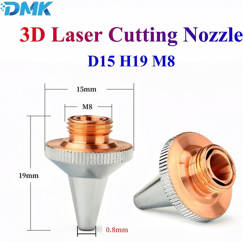 DMK 3D Laser Cutting Nozzle for Raytools/Ospri Fiber Laser Cutting Head Dia.15mm Fiber Laser Nozzle Double Single Layer D15 H19 M8 Caliber 0.8-3.5mm (Double-Caliber 1.5mm) - Image 2